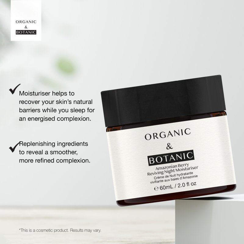 Amazonian Berry Night Moisturizer with Hyaluronic Acid & Vitamin C - 60ml - Deeply Hydrating, Anti-Aging Formula for Younger-Looking Skin
