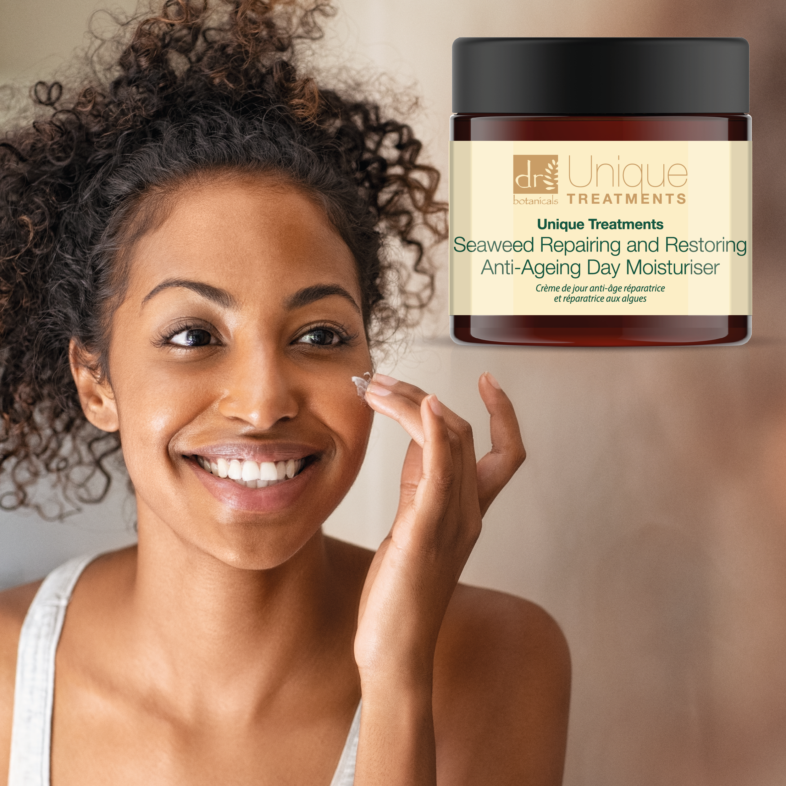 Anti-Ageing Caffeine Tratamiento Hidratante Facial de Noche 50ml + Tratamientos Únicos Hidratante de Día Anti-Edad Reparador y Restaurador de Algas Marinas