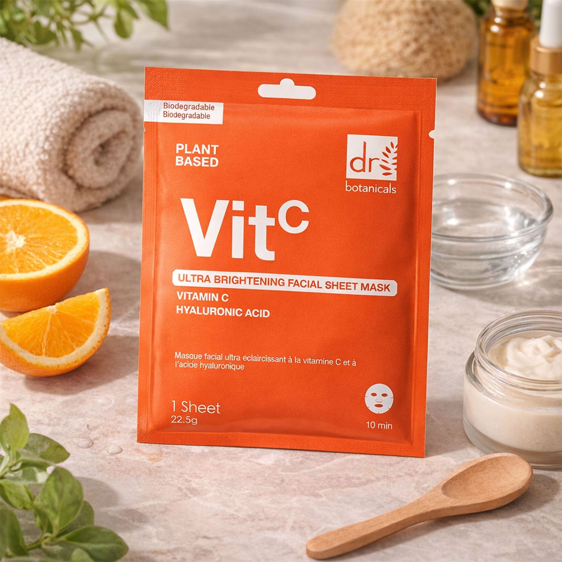 Dr Botanicals Ultra Brightening Facial Mask with Vitamin C and Hyaluronic Acid Pack of 10 Duo Set