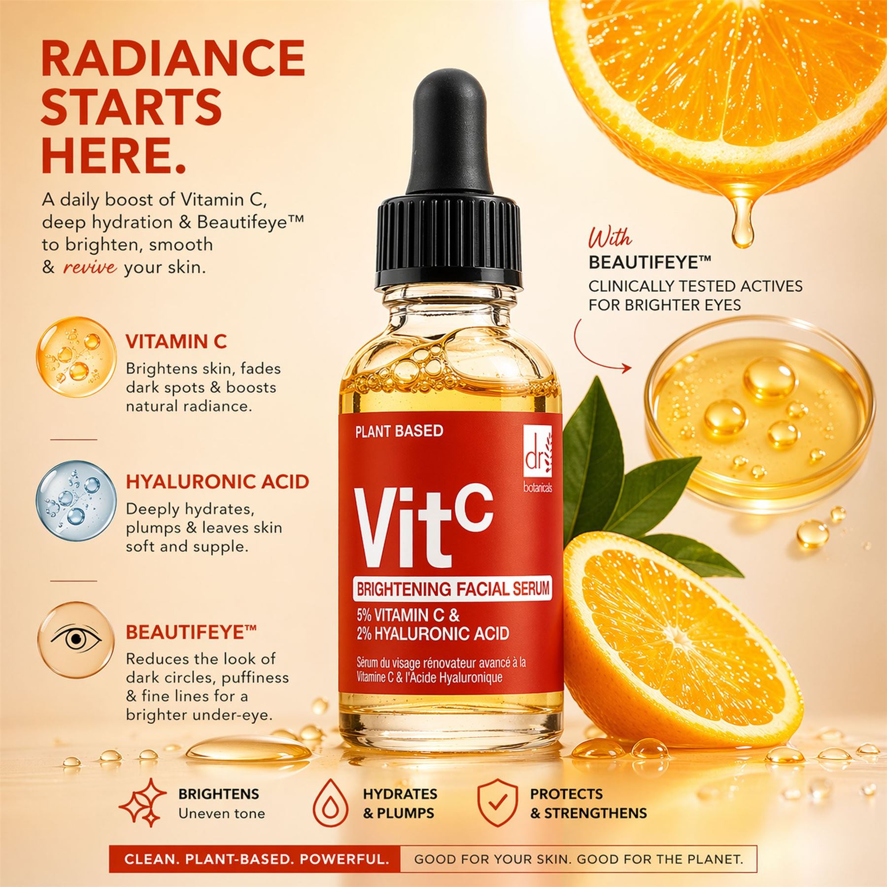 Brightening Facial Serum with 5% Vitamin C & 2% Hyaluronic Acid 30ml