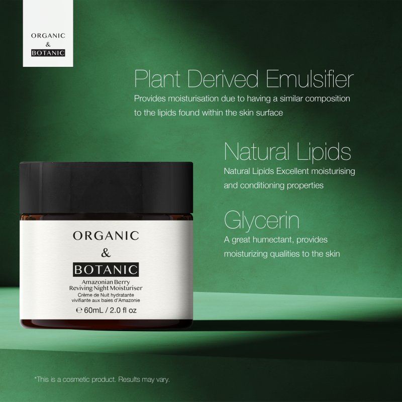 Amazonian Berry Night Moisturizer with Hyaluronic Acid & Vitamin C - 60ml - Deeply Hydrating, Anti-Aging Formula for Younger-Looking Skin