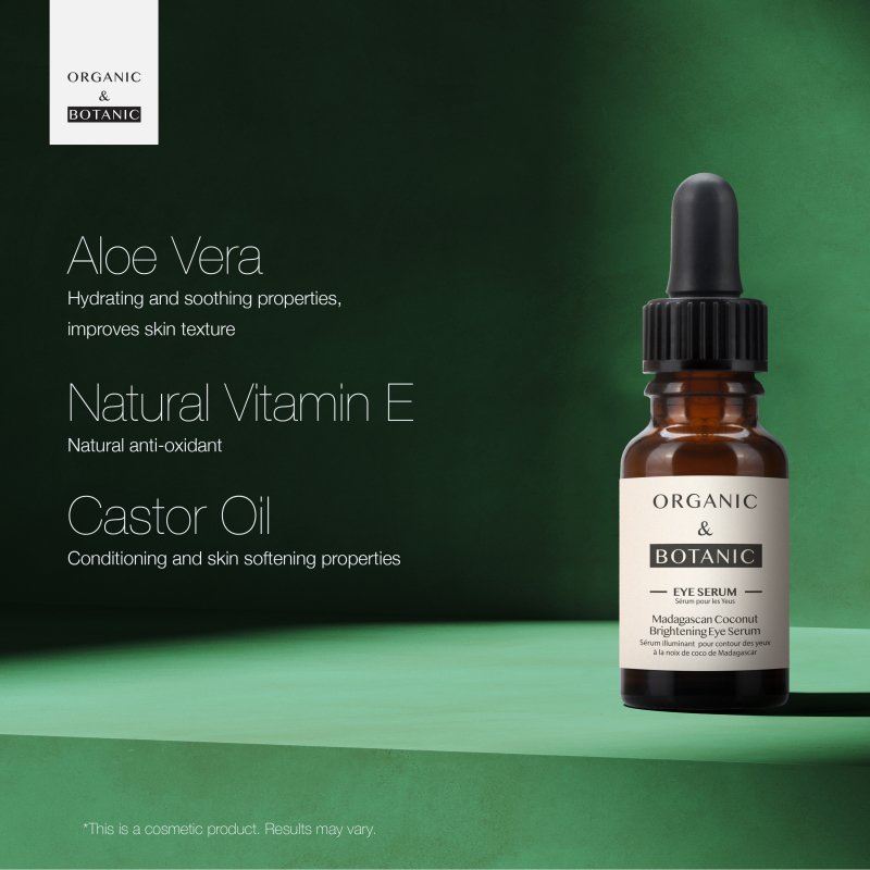 Madagascan Coconut Eye Serum - 15ml - Hydrating & Depuffing with Aloe Vera & Vitamin E for Refreshed, Youthful Eyes