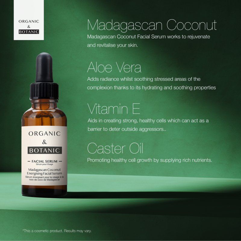 Madagascan Coconut Facial Serum - 30ml - Hydrating & Soothing Serum with Aloe Vera & Vitamin E for Radiant, Nourished Skin
