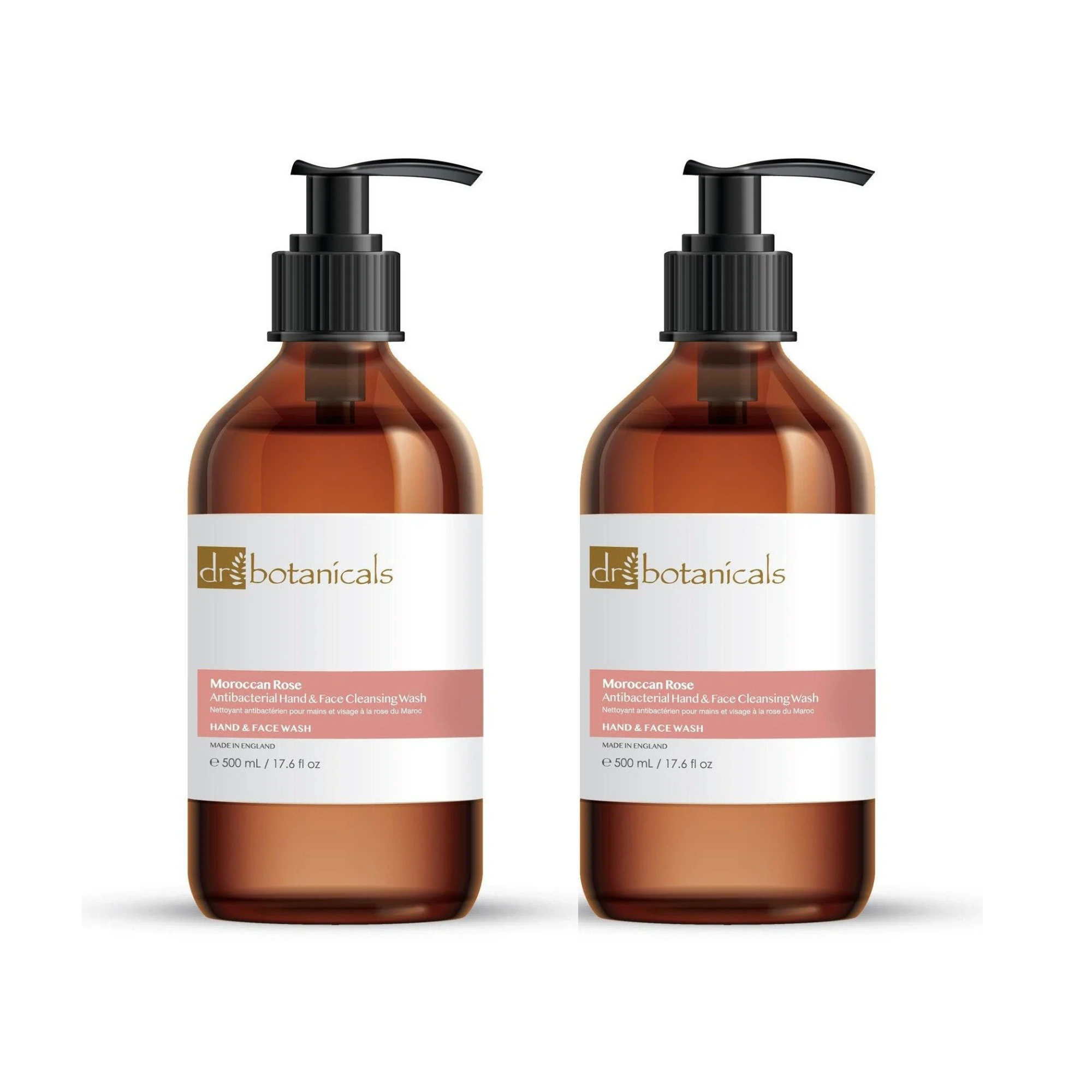 Dr Botanicals Moroccan Rose Hand & Face Cleansing Wash 500ml Twin Value Savings Pack