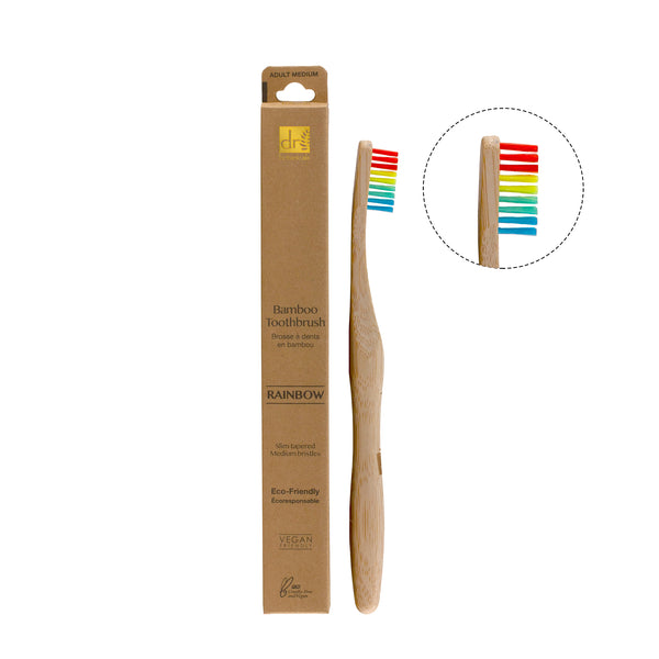 Dr Botanicals Bamboo Toothbrush Kit Blue, Rainbow & Yellow
