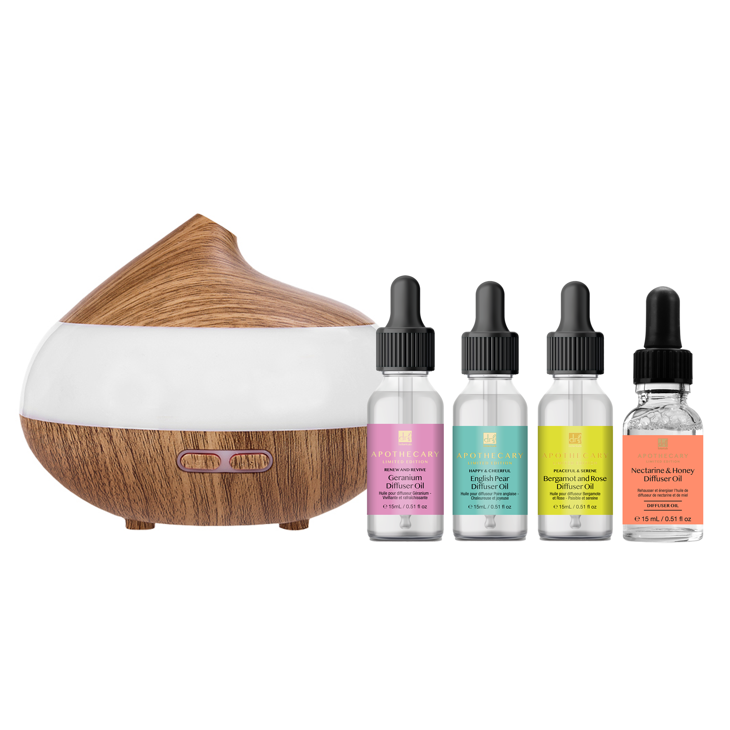 Wooden Aroma Diffuser + Oils Kit 4 pack