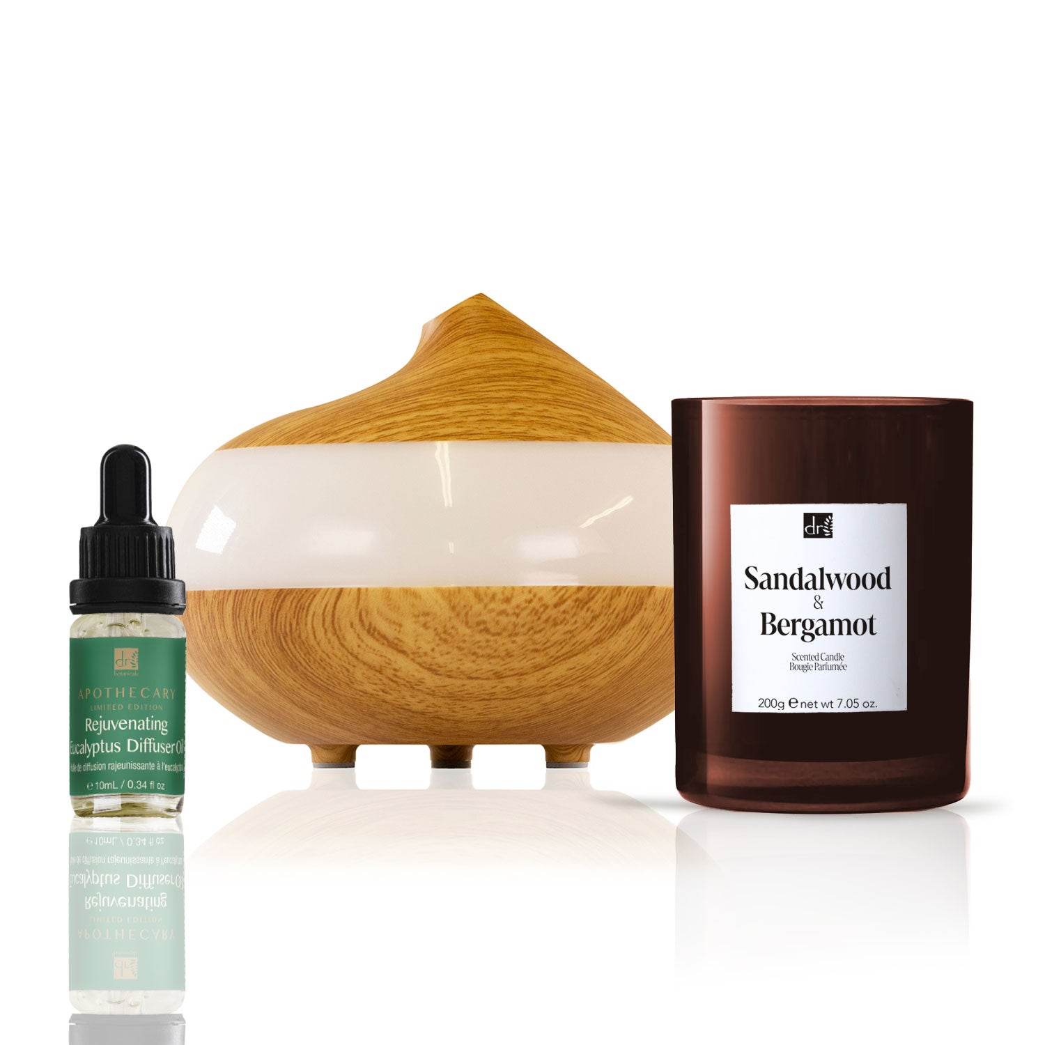 Dr Botanicals Christmas Relaxtion Eucalyptus Diffuser Kit with Sandalwood & Bergamot Candle