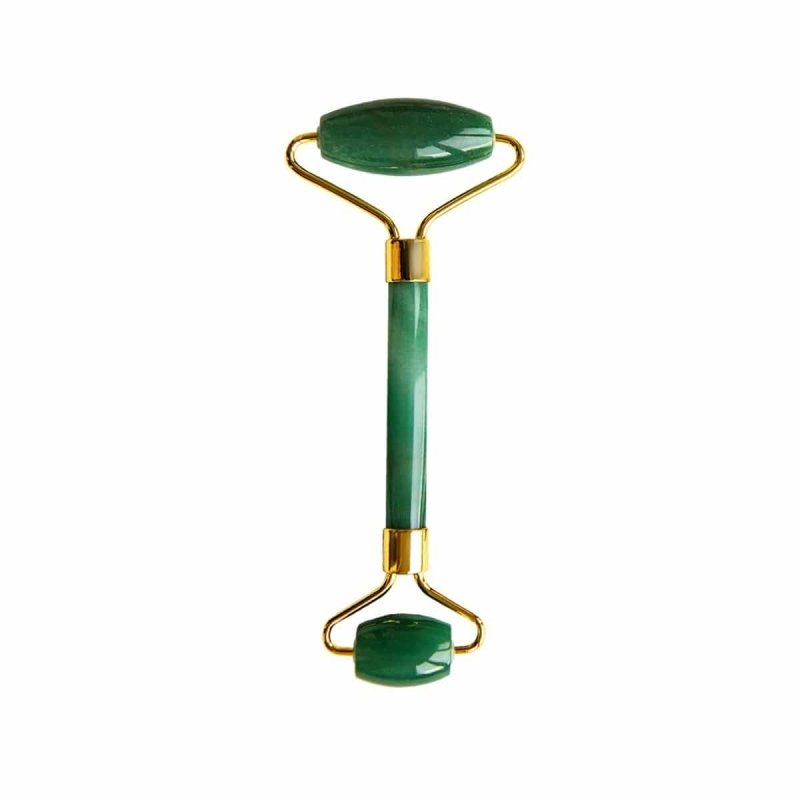 Aventurine Jade Soothing Energy Facial Rollers (Gold Metal Handle) - Dr Botanicals