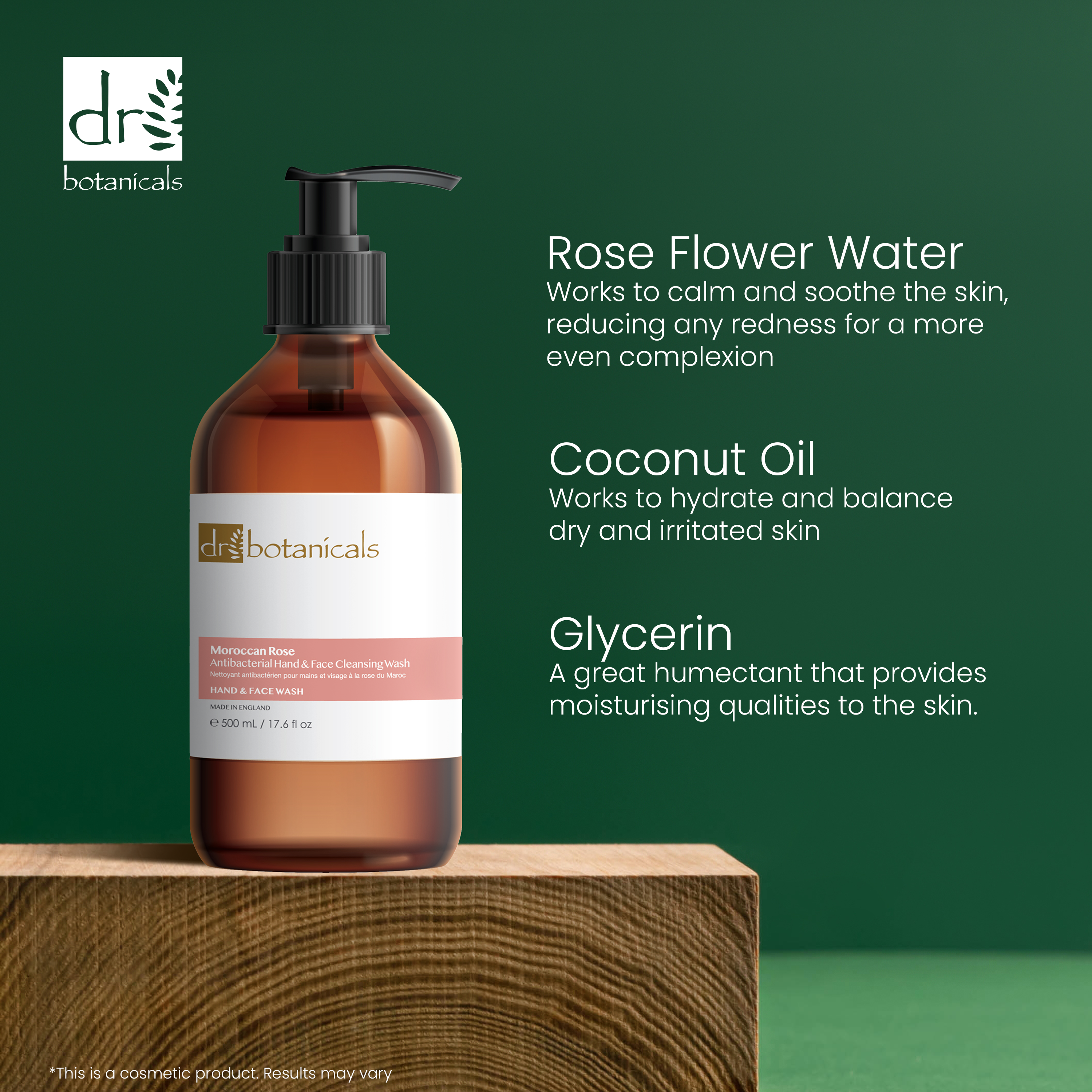 Dr Botanicals Moroccan Rose Hand & Face Cleansing Wash 500ml Twin Value Savings Pack