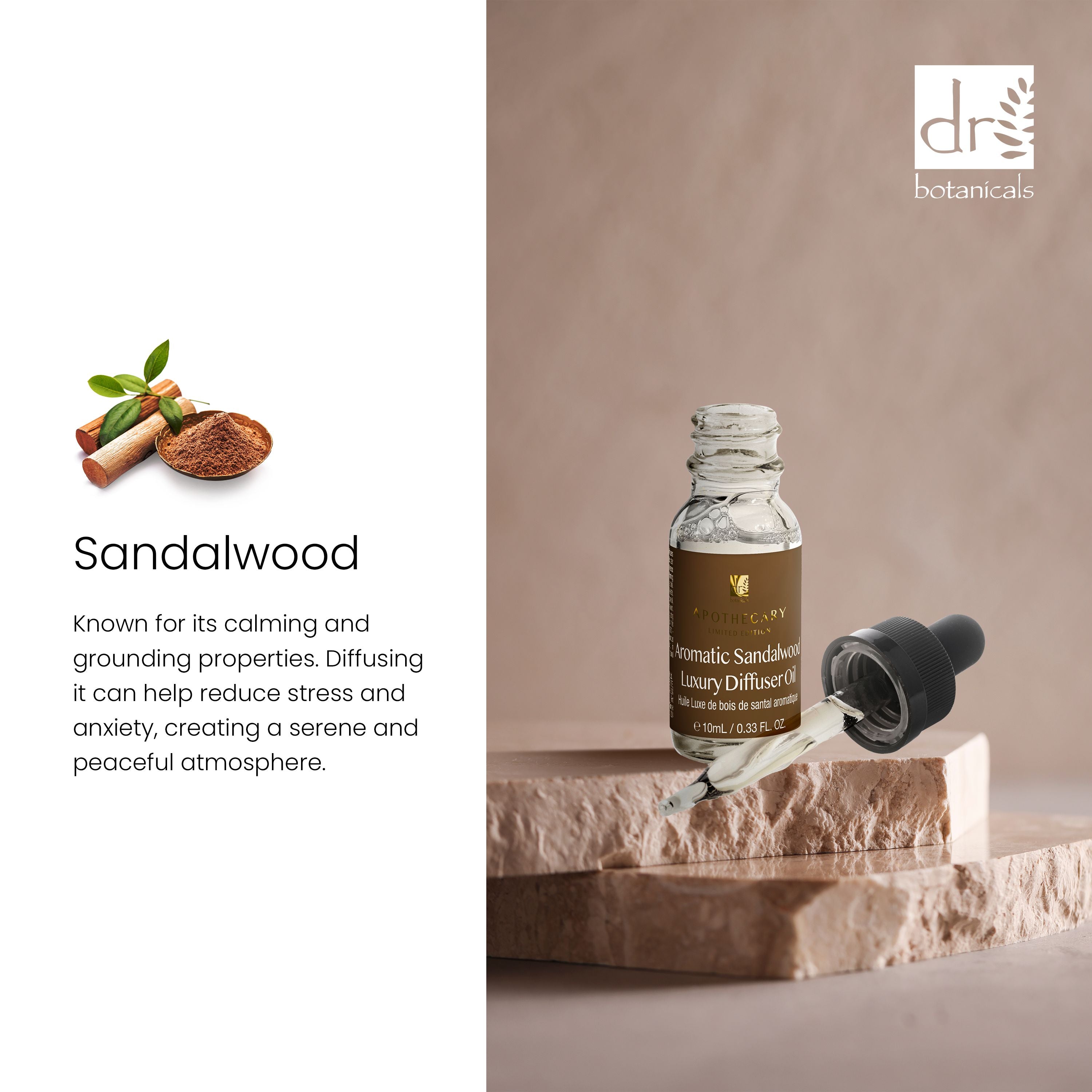 Dr Botanicals Aromatic Sandalwood Luxury Diffuser Oil 10ml Twin Value Savings Pack