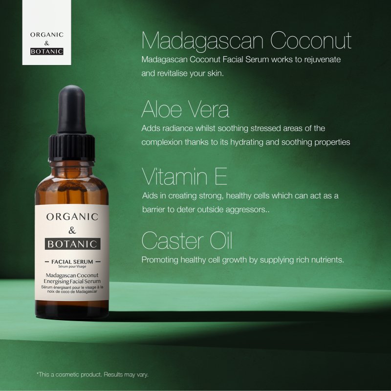 Madagascan Coconut Facial Serum - 30ml - Hydrating & Soothing Serum with Aloe Vera & Vitamin E for Radiant, Nourished Skin - Dr Botanicals