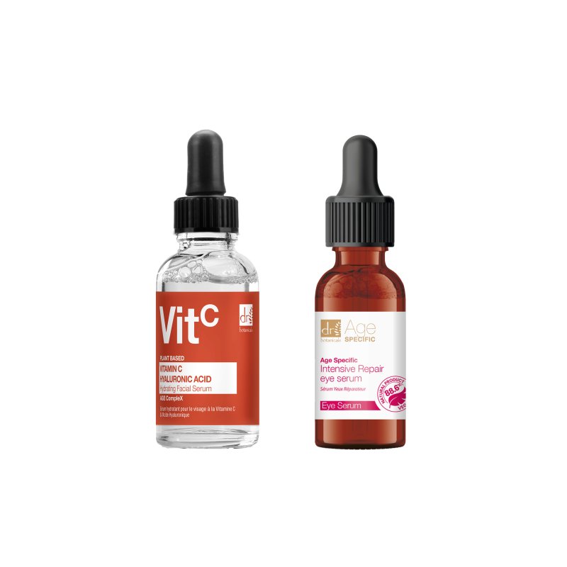 Vitamin C & Hyaluronic Acid Anti - ageing Facial Serum 30ml + Vitamin C & Vitamin E Brightening Anti - ageing Duo Moisturiser 60ml - Dr Botanicals