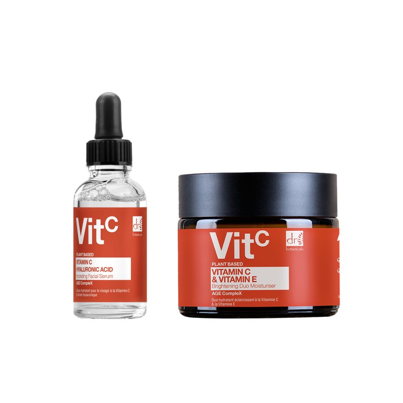 Vitamin C & Hyaluronic Acid Anti - ageing Facial Serum 30ml + Vitamin C & Vitamin E Brightening Anti - ageing Duo Moisturiser 60ml - Dr Botanicals