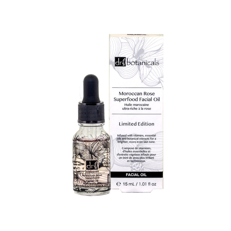 Dr Botanicals Limited Edition Moroccan Rose Superfood Facial Oil + Neroli Rescue Hand Cream + Seaweed Bio-Balancing Day Moisturiser