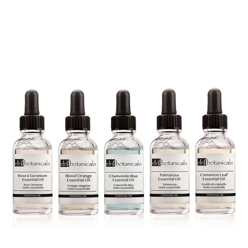 Dr Botanicals Rose & Geranium Essential Oil + Blood Orange Essential Oil + Chamomile Blue Essential Oil + Palmarosa Essential Organic Oil + Cinnamon Leaf Essential Oil