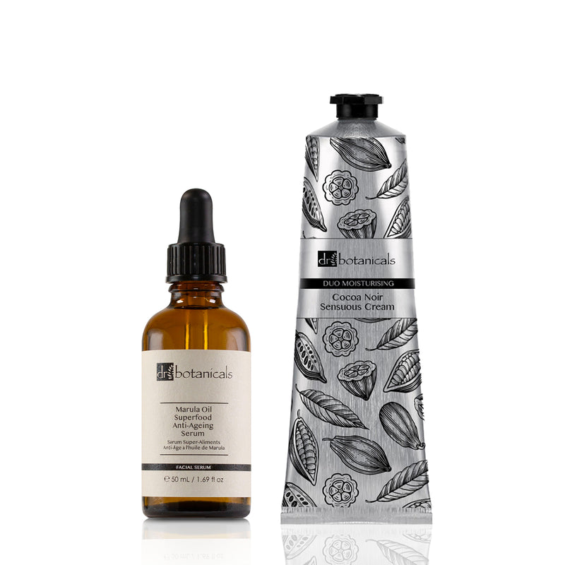 Dr Botanicals Cocoa Noir Sensuous Cream + Marula Oil Facial Serum